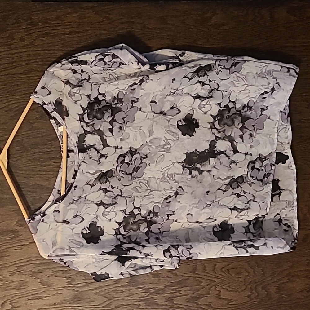 Sheer woman's floral black & white top